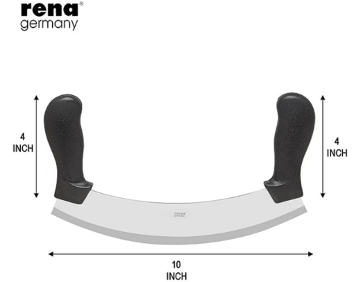 Rena Germany - Pizza Cutter - Pizza Slicer - Mezzaluna/Mincing Knife - Double Handle Ideal for Mincing, Dicing, Chopping & Slicing - with Serrated Knife - Image 5